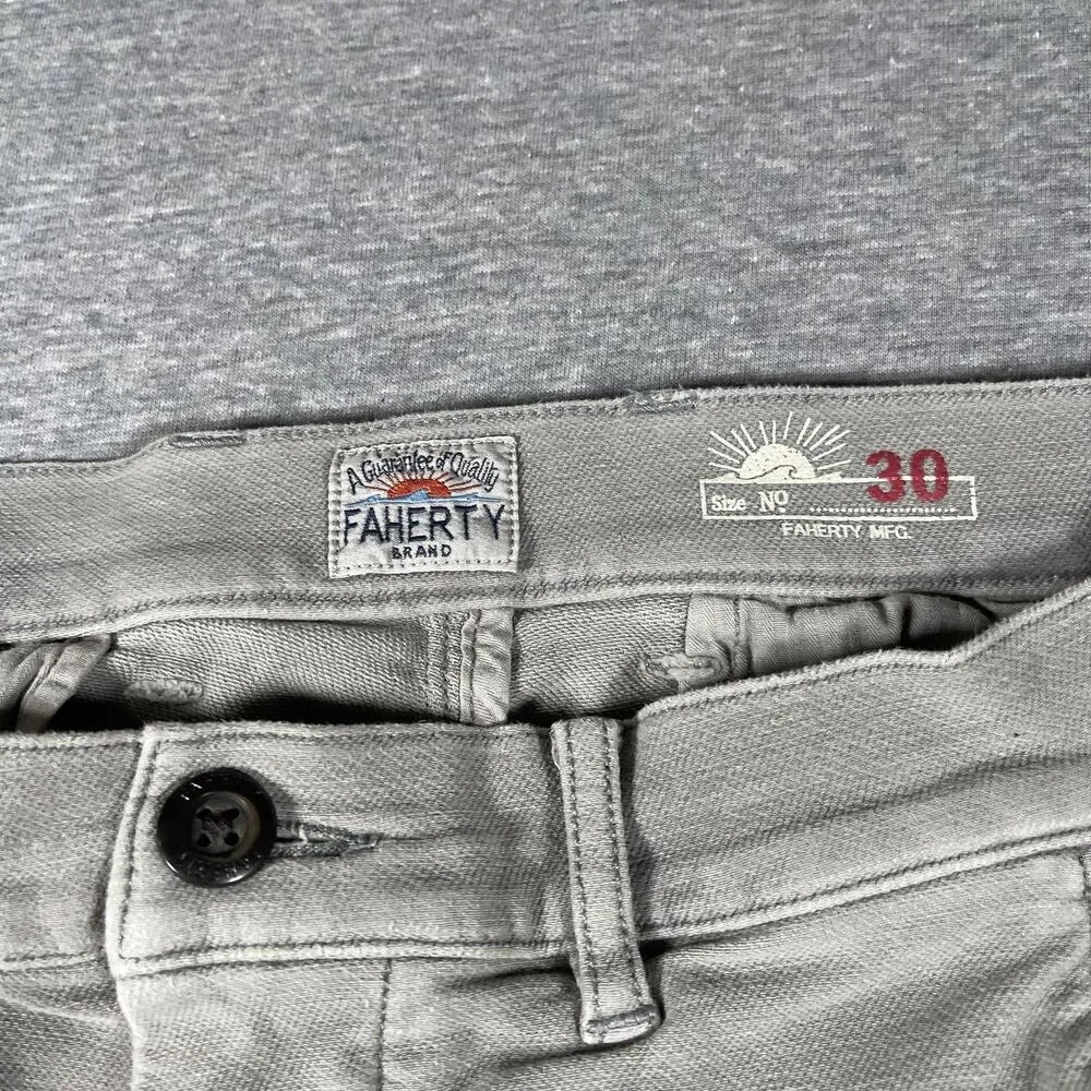 Faherty Chino Pants Mens 30x28 Gray Cotton Rayon Lyocell Slim Tapered